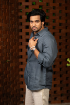 Linen Gray Ocean Haze Shirt By Hilo Design