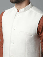 Even Apparels Pure Wool Nehru Jacket - White