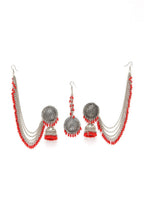 Mominos Fashion Johar Kamal Bahubali Red Beads Earrings With Tikka - Distacart