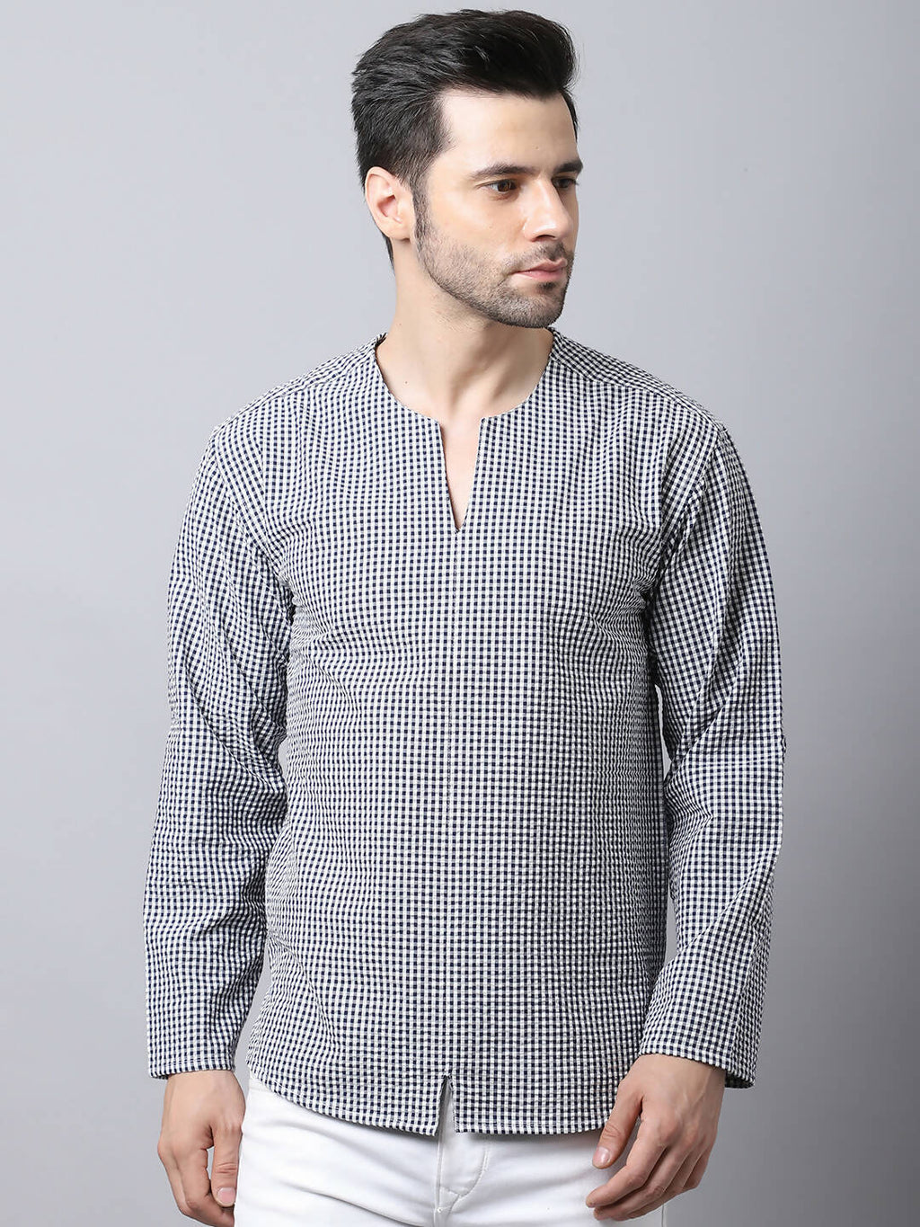 Even Apparels Multi Pure Cotton Round Neck Slit Men's Kurta - Distacart