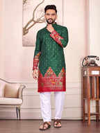 Anaita Green Dola Silk Straight Kurta With Foil Work