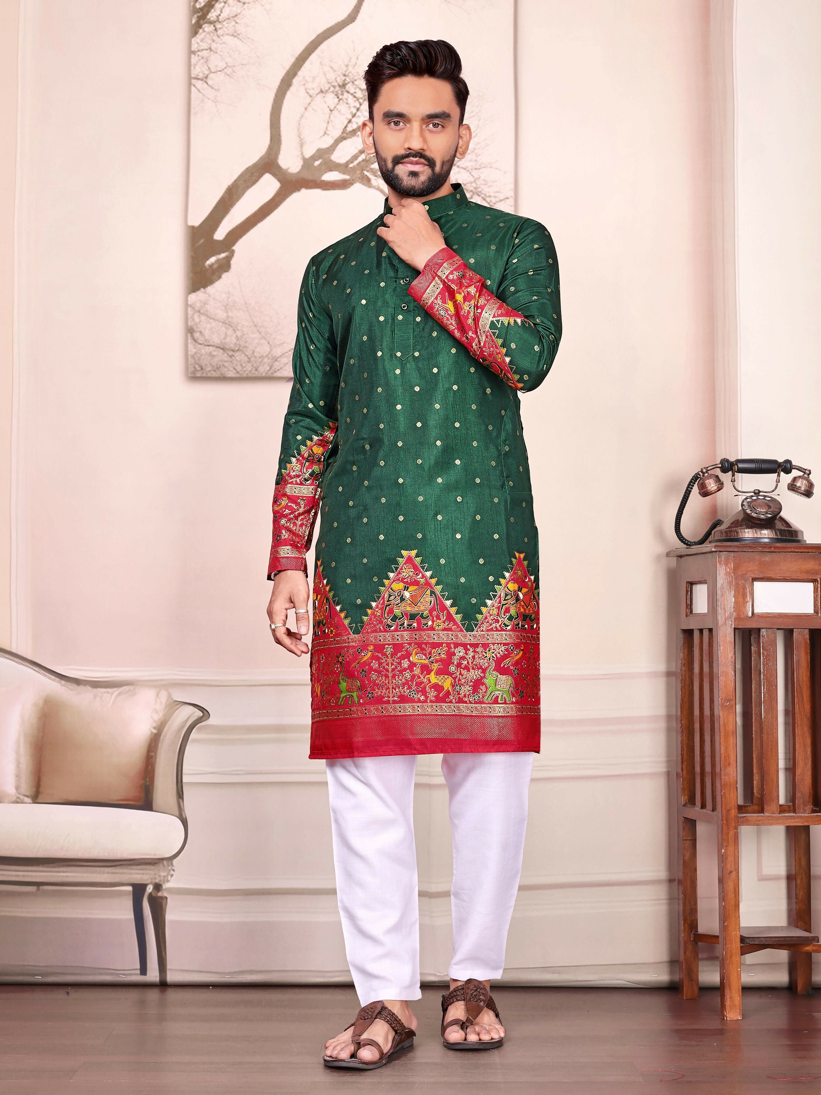 Anaita Green Dola Silk Straight Kurta With Foil Work