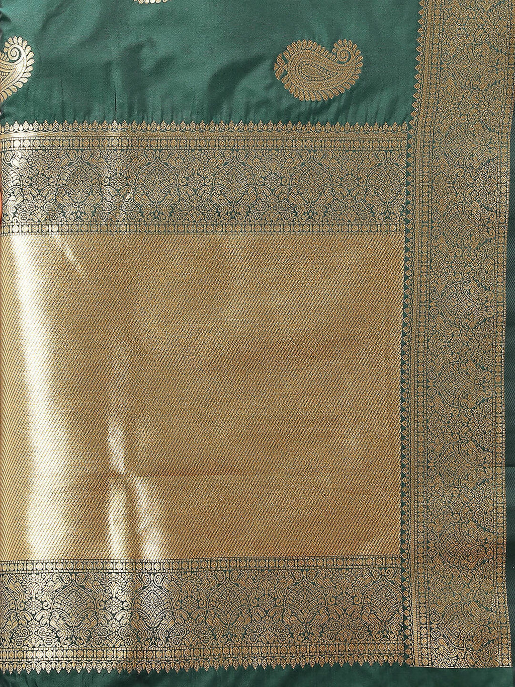 Lorenvalley Fashion Green Soft Silk Woven Design Gold Zari Weaving Saree