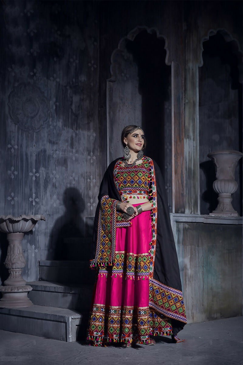 AI Fashion Pink Art Silk Designer Navratri Lehenga Choli Collection