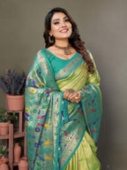 Aastha Fashion Pista Tissue Silk Paithani Woven Saree - Distacart