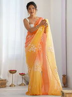 PR Fashion Orange Gold Crush Embroidery Work Saree
