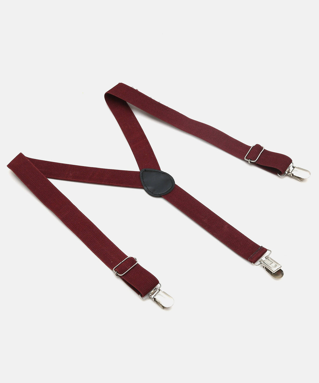 Manet Boys Solid Suspenders - Maroon