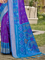 Shree Shyam Fashion Pochampalli Silk Violet Saree - Distacart