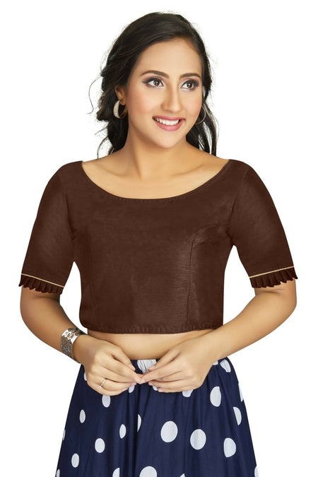 Aastha Fashion Women's Coffee Art Silk Designer Party Wear Readymade Blouse