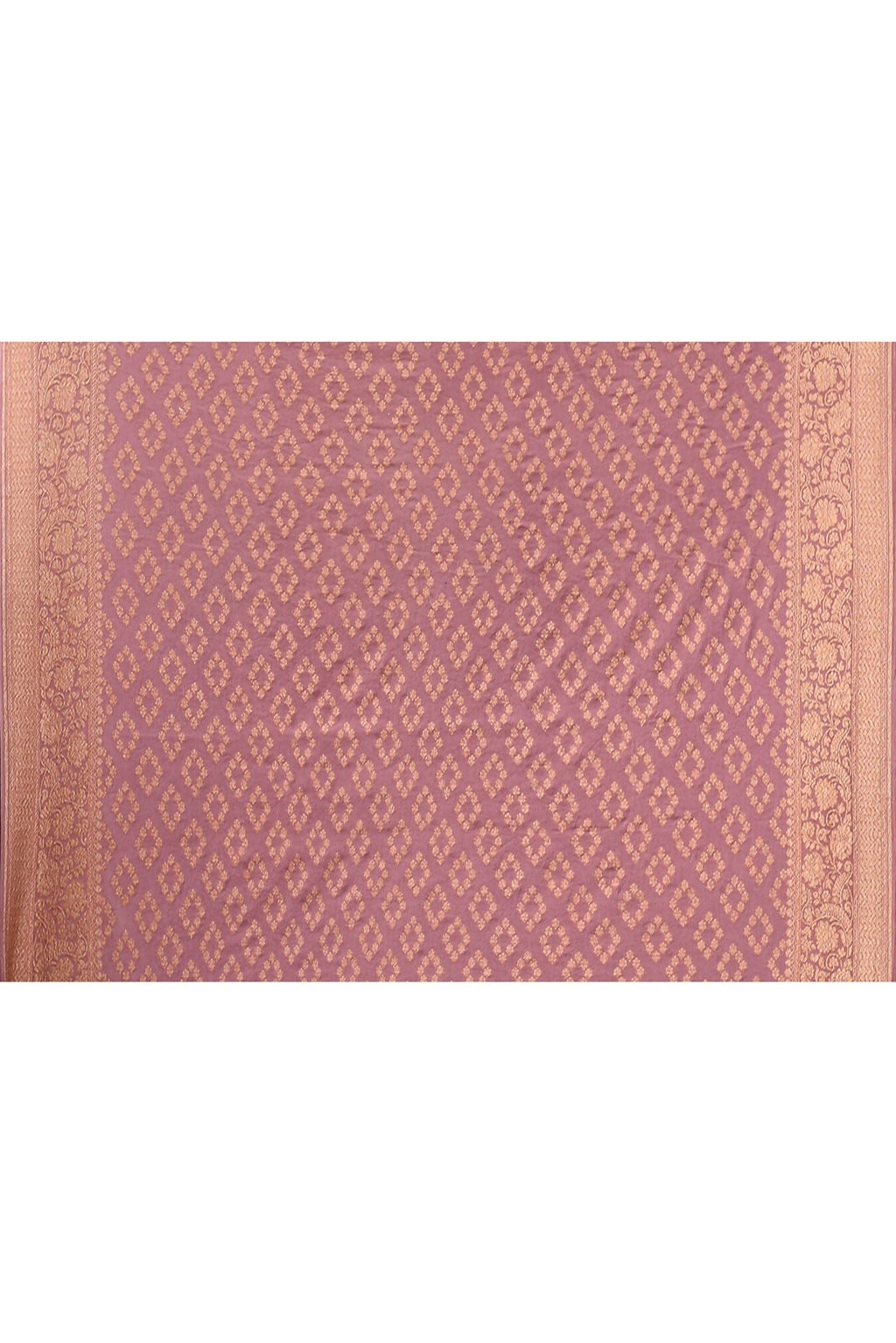Joban Fashion Ivory And Dusty Rose Crepe Chiffon Pure Handloom Banarasi Silk Saree