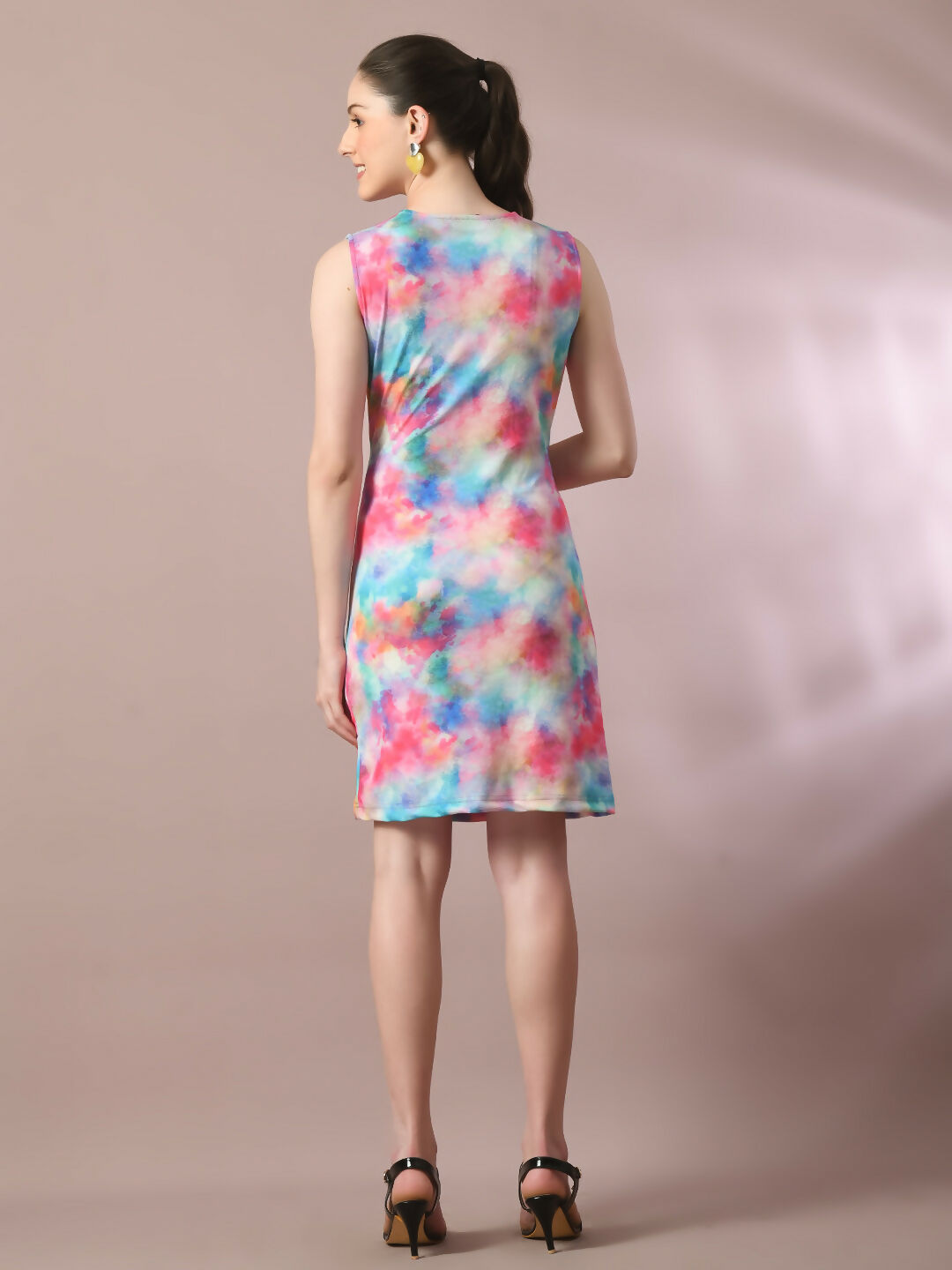 Myshka Women's Multi Printed Cowl Neck Bodycon Party Dress - Distacart