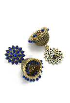 Mominos Fashion Johar Kamal Kundan Work Jhumka With Blue Beads For Women - Distacart