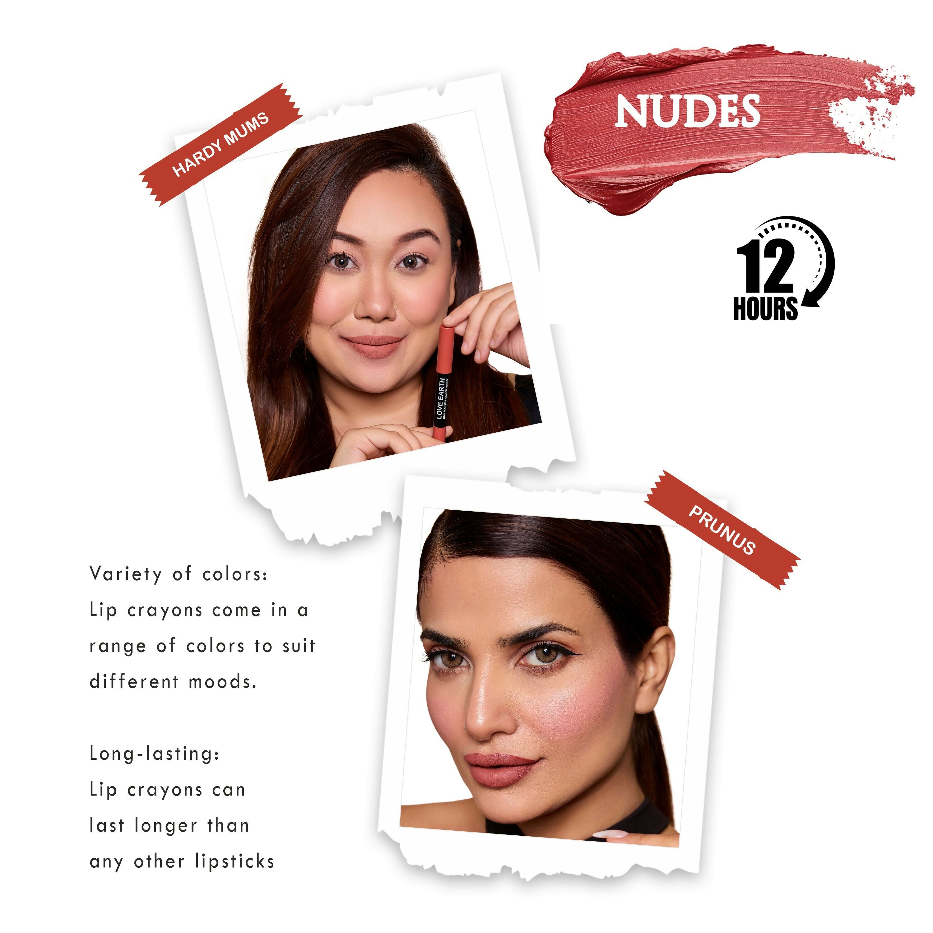 Love Earth Lip Crayon Non-Transfer Lipstick - Nudes