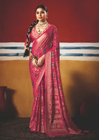Joban Fashion Pink Dull Moss Brasso Saree - Distacart