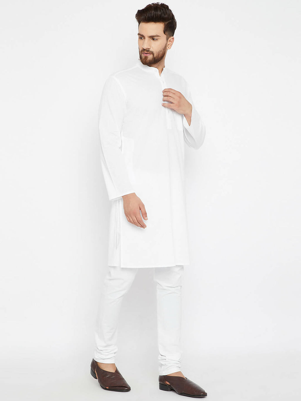 Even Apparels Band Collar White Pure Cotton Men's Kurta - Distacart