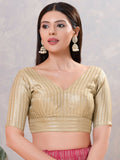 Joban Fashion Women Jacquard Light-Gold Stitched Blouse