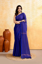 Piyari Fashion Women's Royal Blue Embellished Cotton Blend Zari Check Handloom Saree - Distacart