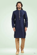 Raivat Ethnic Jacquard Banarasi Silk Pintux Work Kurta Pajama In Blue Colour