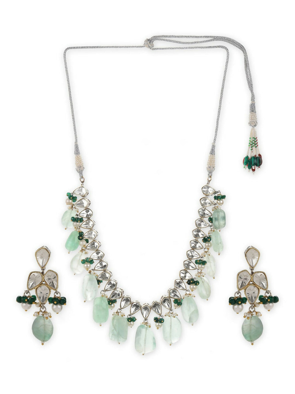 Mint Green Kundan Choker with Earrings- Ruby Raang