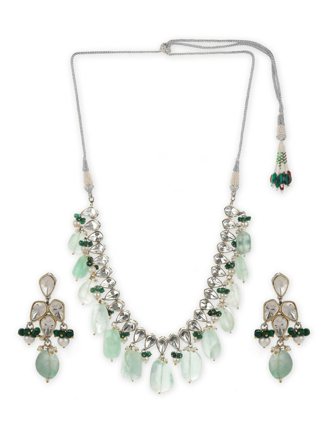 Mint Green Kundan Choker with Earrings- Ruby Raang