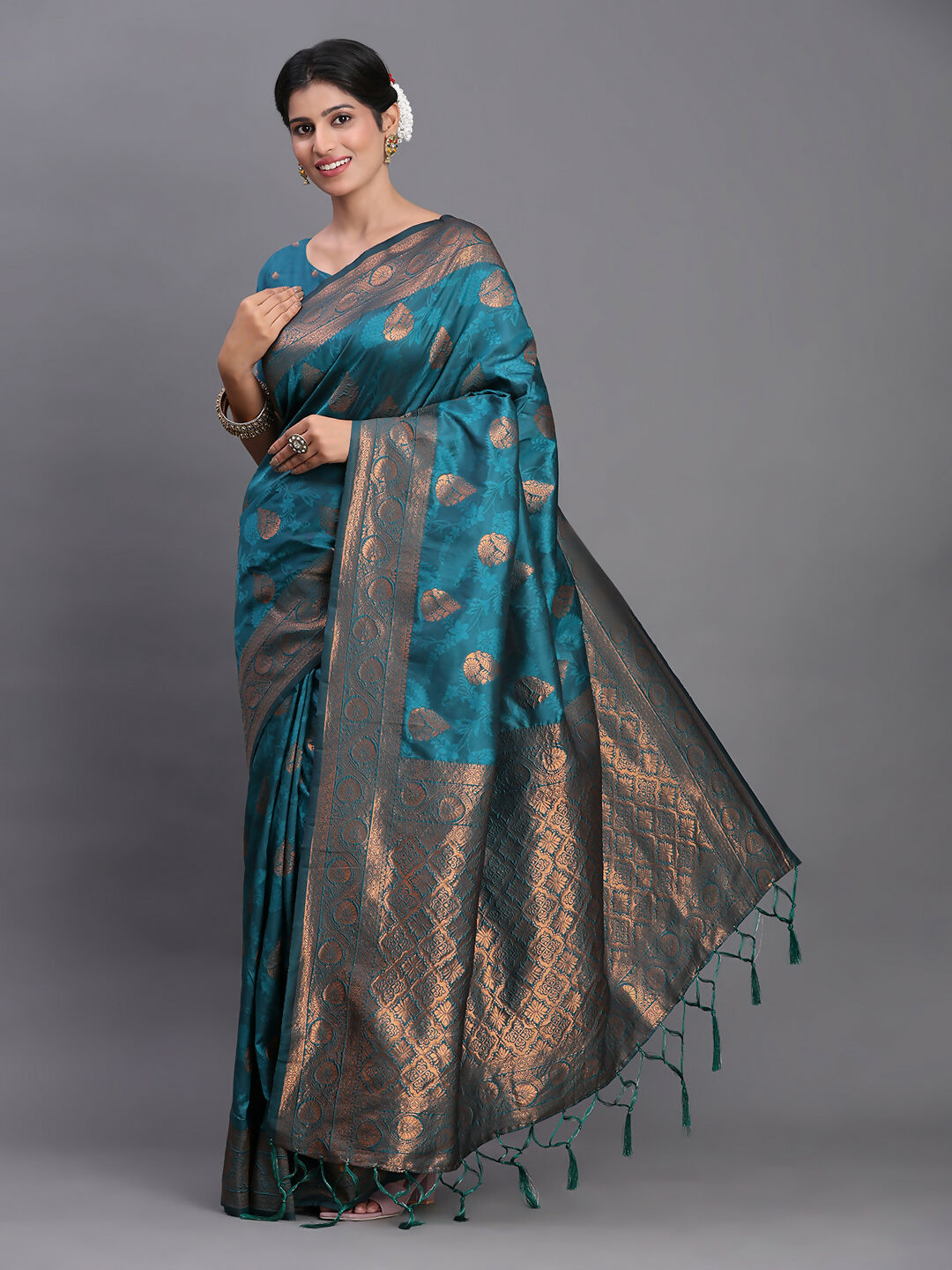 Shree Shyam Fashion Silk Teal Blue Saree - Distacart