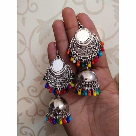 MS Fashion India Stylish Fashion Mirror Jhumki Fancy Party Multi Color Beads Earrings