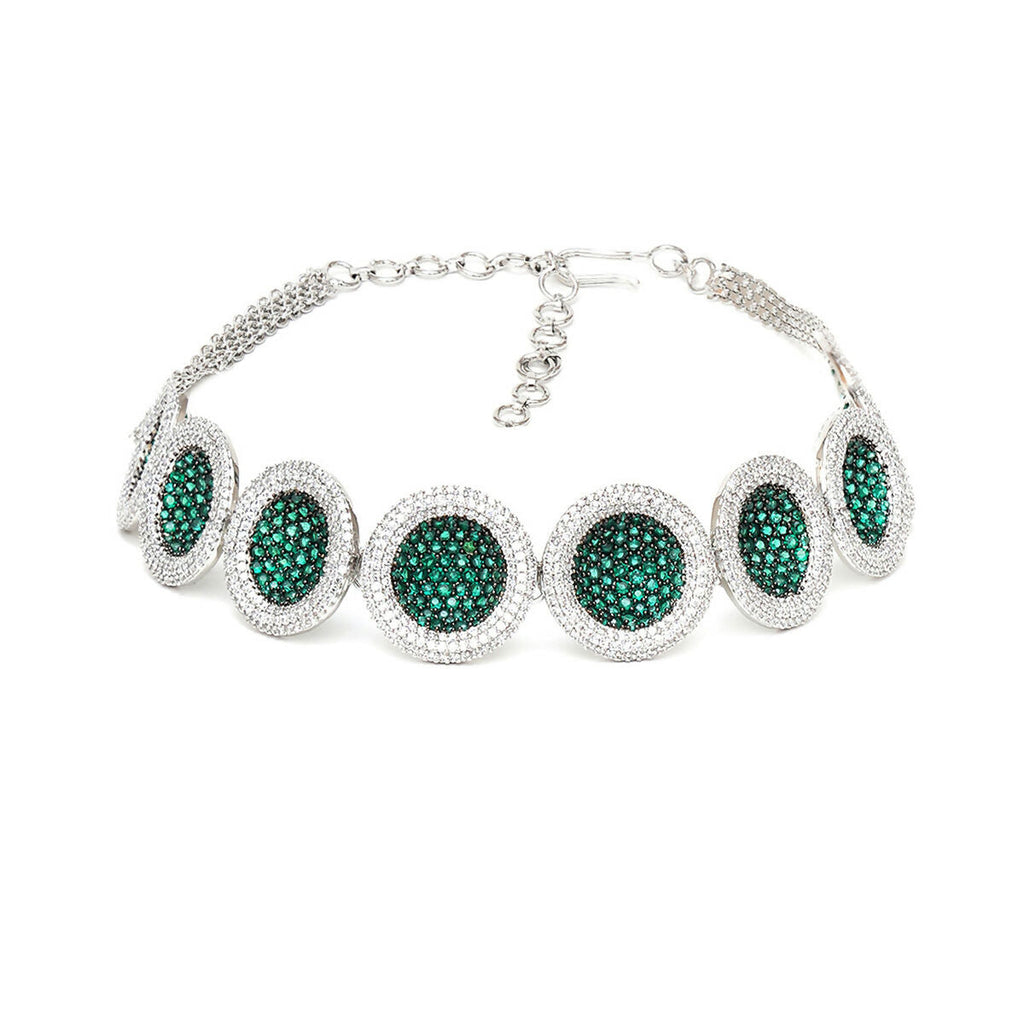 Jade Diamond and Stone Neckpiece with Studs- Ruby Raang