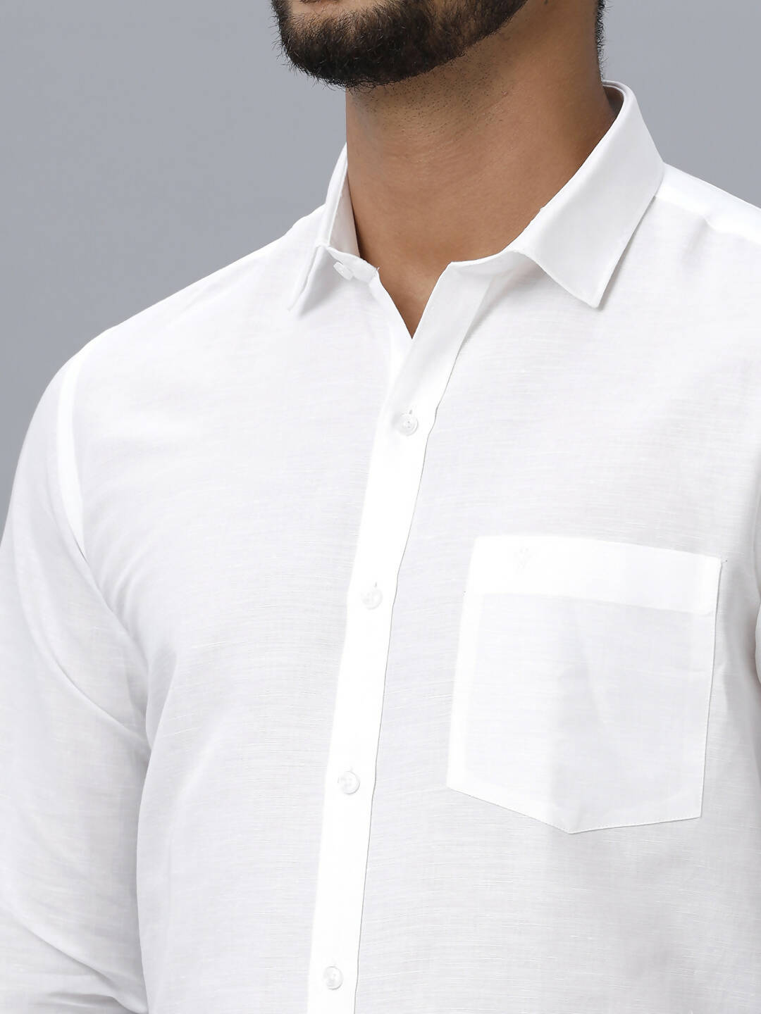 Ramraj Cotton Mens Full Sleeve White Shirt Plus Size - Justice White