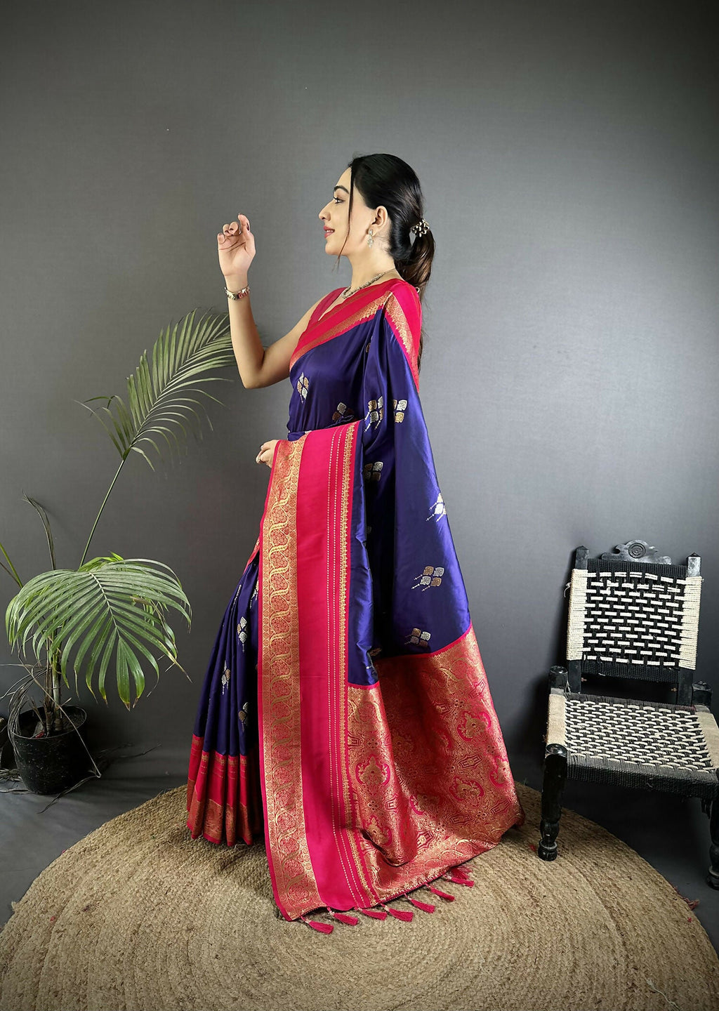 Joban Fashion Violet Banarasi Soft Silk Woven Saree - Distacart