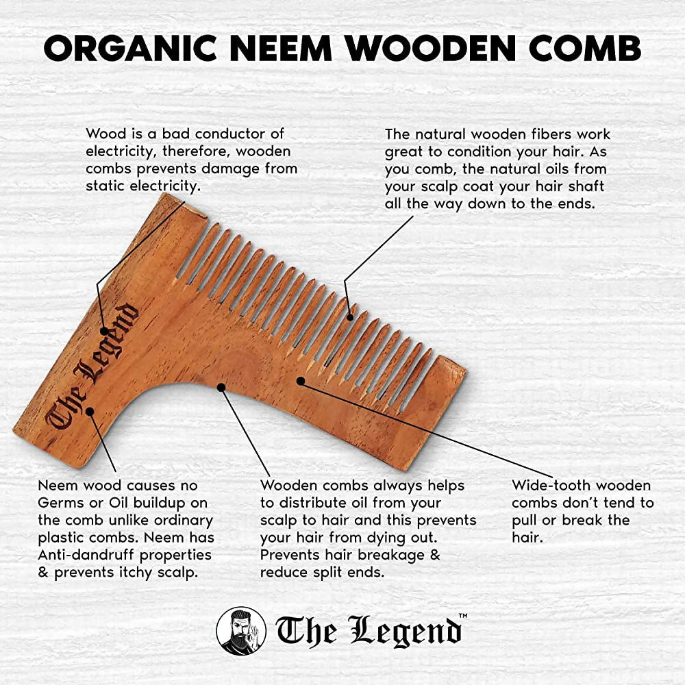 The Legend Organic Pure Neem Wood Comb For Beard Sharping