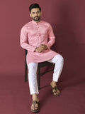 Anaita Pink Solid Soft Jacquard Silk Straight Kurta