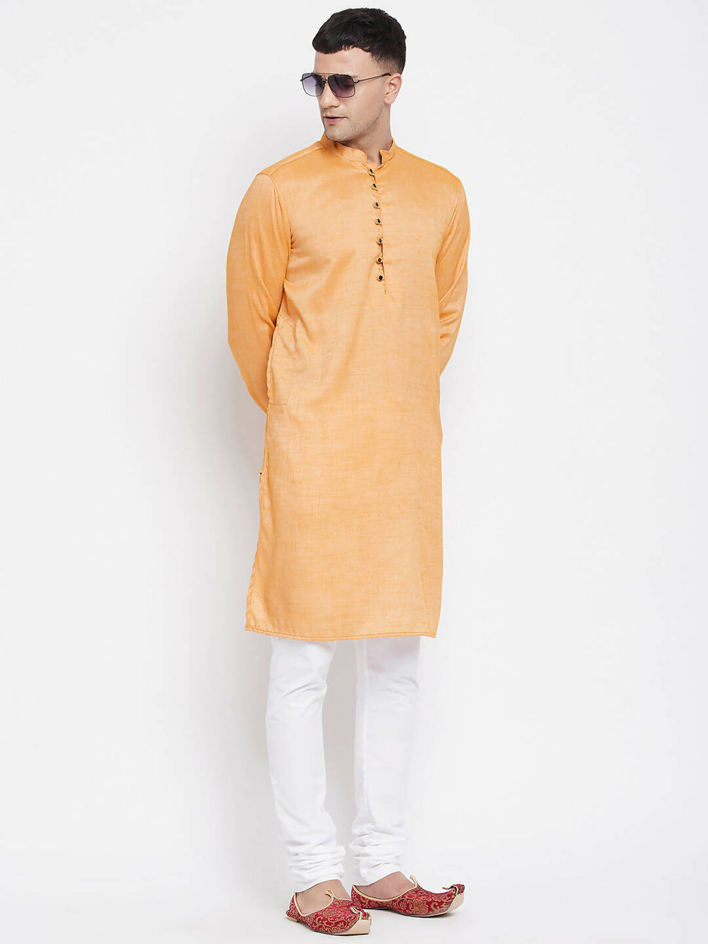 Even Apparels Yellow Rayon Men's Kurta With Band Collar - Distacart