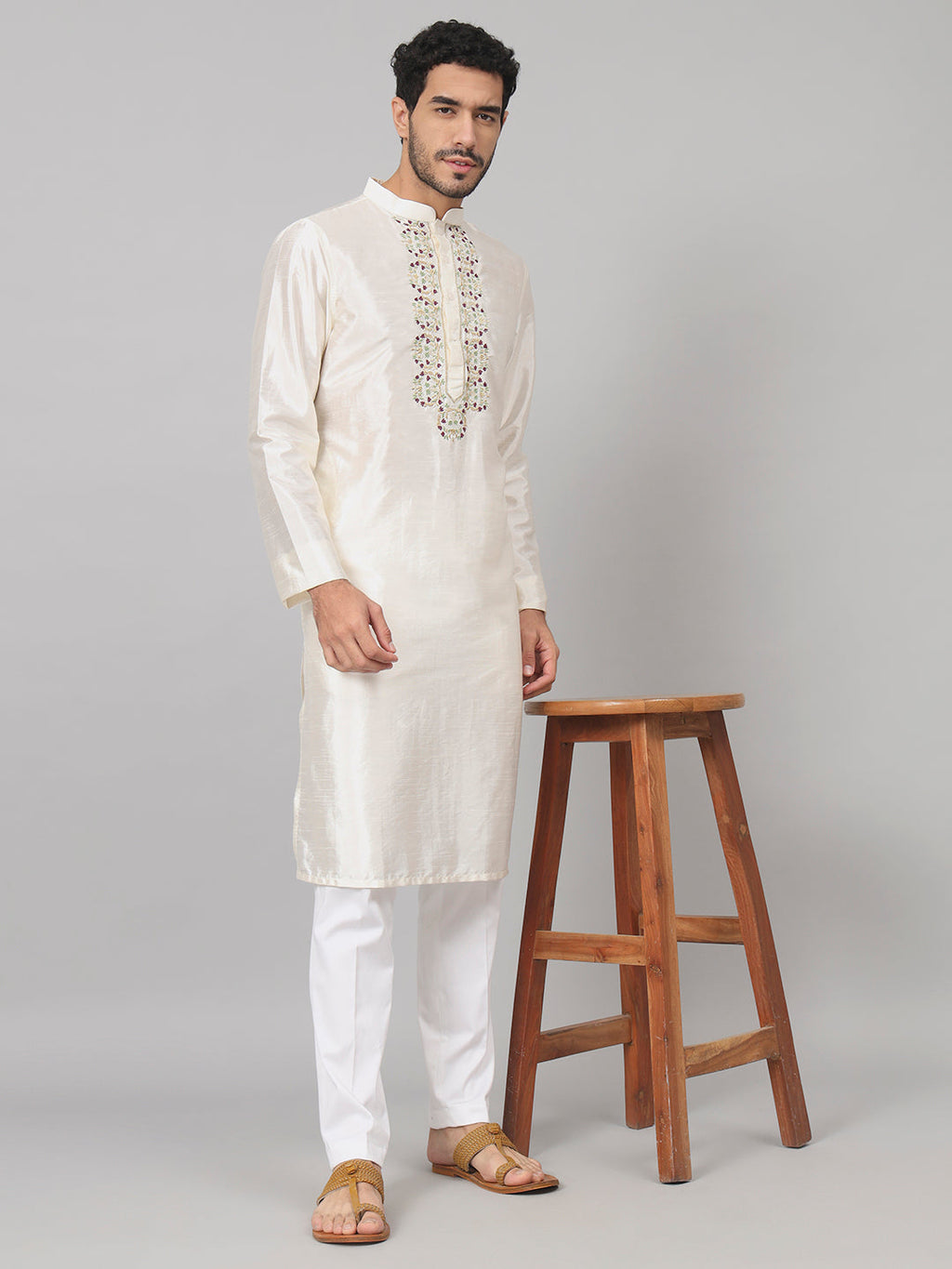 Rein Multicolor Embroidered Silk Kurta by Hilo Design