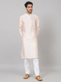 Coral Charm Traditional Embroidered Silk Kurta by Hilo Design