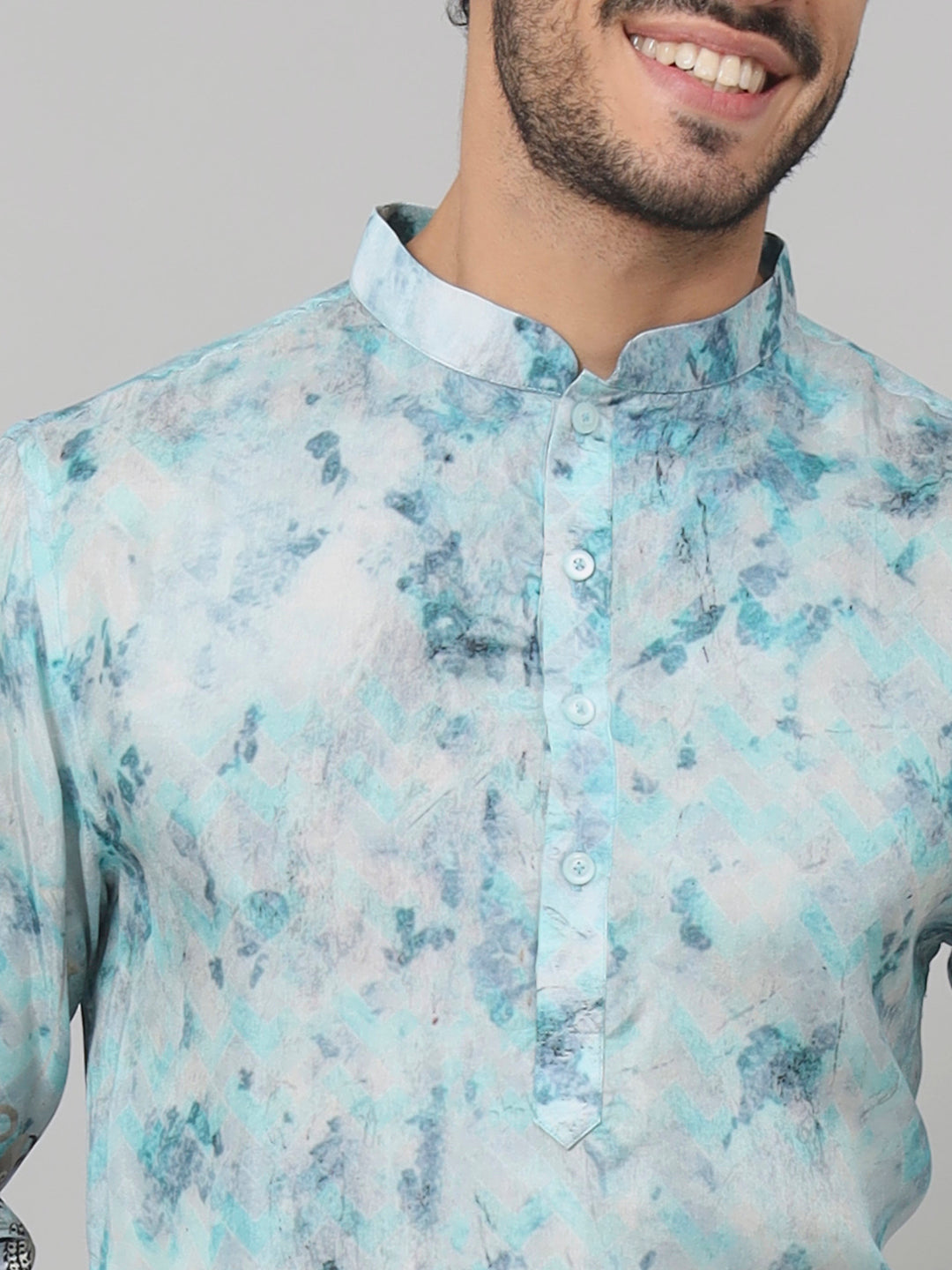 Palm Trees Print Silk Kurta by Hilo Design