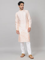 Leafy Silk Kurta With Patch Embellishment by Hilo Design