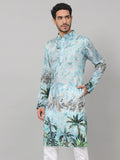 Palm Trees Print Silk Kurta by Hilo Design