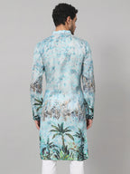 Palm Trees Print Silk Kurta by Hilo Design