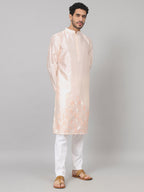 Leafy Silk Kurta With Patch Embellishment by Hilo Design