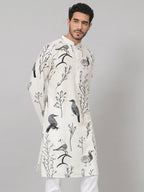 Feathered Birds Print Cotton Kurta by Hilo Design