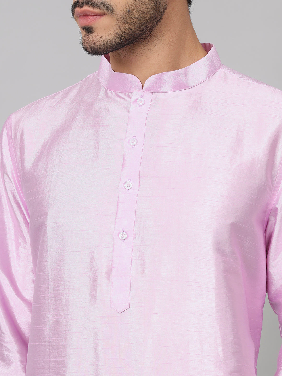 Orchid Embroidered Silk Kurta by Hilo Design