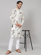Feathered Birds Print Cotton Kurta by Hilo Design