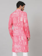 Botanical Architecture Traditional Printed Silk Kurta by Hilo Design
