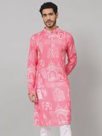 Botanical Architecture Traditional Printed Silk Kurta by Hilo Design