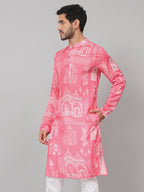 Botanical Architecture Traditional Printed Silk Kurta by Hilo Design