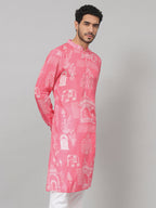 Botanical Architecture Traditional Printed Silk Kurta by Hilo Design