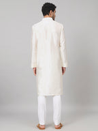 Contours Patels Embroidered Silk Kurta by Hilo Design