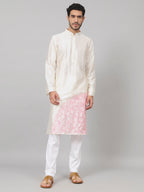 Contours Patels Embroidered Silk Kurta by Hilo Design