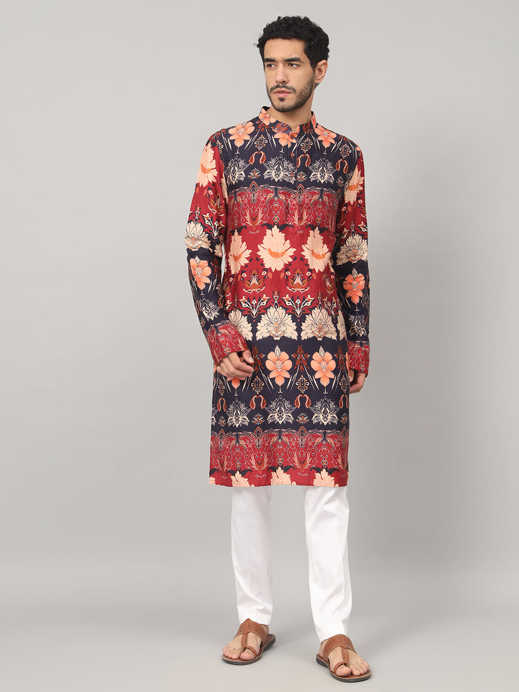 Blossom Print Cotton Kurta by Hilo Design
