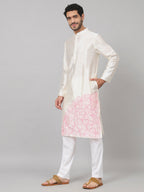 Contours Patels Embroidered Silk Kurta by Hilo Design